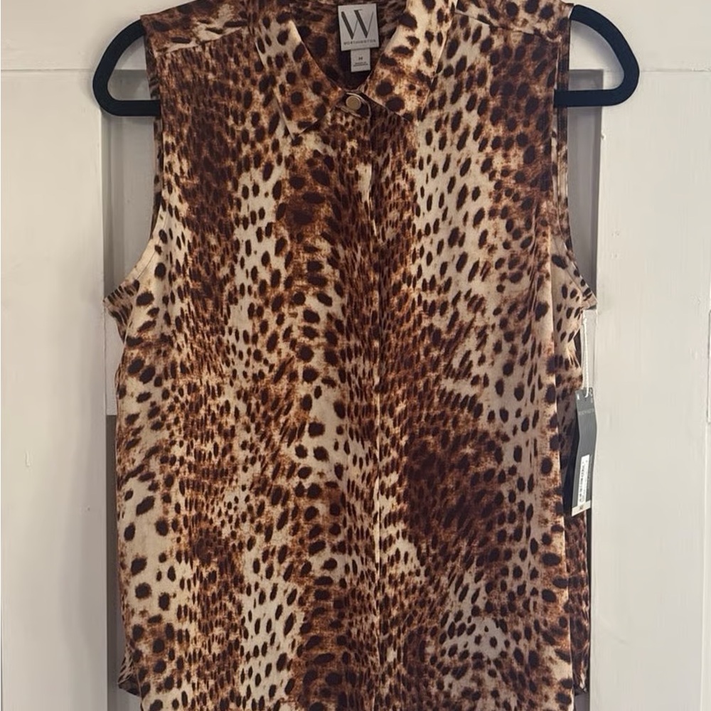 Worthington Animal Print Sleeveless Blouse